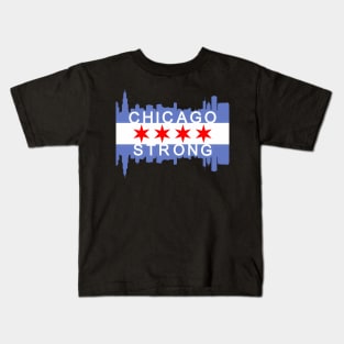 Chicago Strong Chitown City Skyline Flag Kids T-Shirt